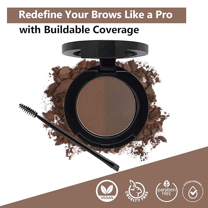 Mellow Cosmetics Brow Duo - Luminous Eyebrow Powder for Natural Looking, Voluminous Brows - Eyebrow Filler - Vegan Brow Definer - Auburn