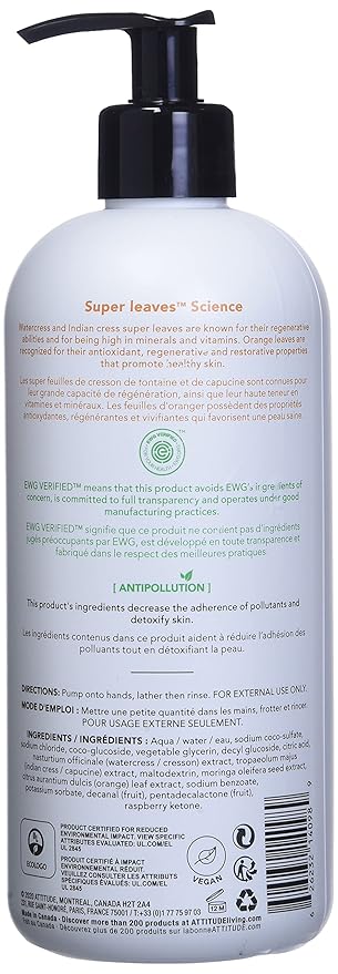 Bundle of ATTITUDE Liquid Hand Soap, EWG Verified, Plant and Mineral-Based, Vegan Personal Care Products, Orange Leaves, 16 Fl Oz + Bulk Refill, 67.6 Fl Oz