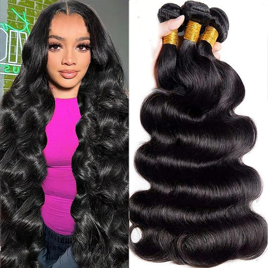 Body Wave Bundles Human Hair 16 18 20 Inch 12A 100% Brazilian Human Hair Bundles Black 3 Bundles