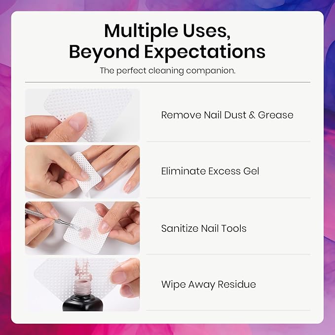 Beetles Professional Lint Free Nail Wipes: 600 Pcs Nail Polish Remover Pads Non-Woven Fabric Nail Cleaning Pads Soft Cleaning Wipes for Nail Care Salon at Home