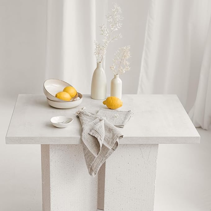 Pure 100% Linen Kitchen Towels - Linen Dish Towels for Kitchen Linens - 13x29-inch Waffle Weave Hand Towels for Bathroom Soft Lightweight Stonewashed Tea Towel Set of 2 Quick-Drying Natural Boho Decor