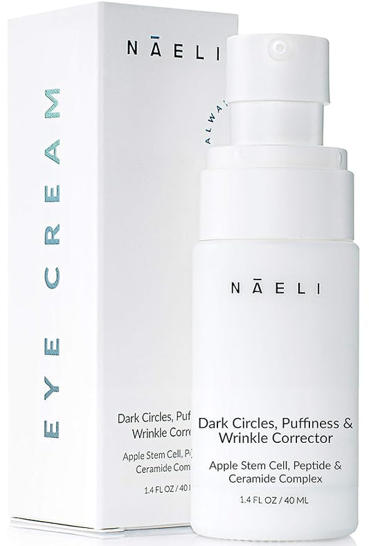 NAELI Eye Cream for Dark Circles, Puffiness & Wrinkles with Anti Aging Apple Stem Cell & Peptide Complex - Reduces Fine Lines, Diminishes Bags & Restores Under Eye, 1.4 oz