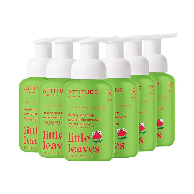 ATTITUDE Foaming Hand Soap for Kids, EWG Verified, Dermatologically Tested, Plant- and Mineral-Based Ingredients, Vegan, Watermelon & Coco, 10 Fl Oz (Pack of 6)