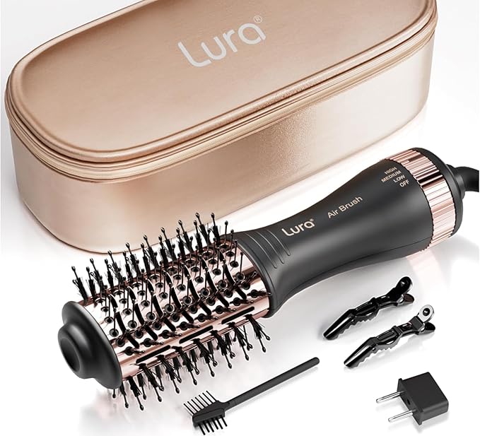 Automatic Dual Voltage Hair Dryer Brush with European Plug,Mini Travel Blow Dryer Brush for Women,Portable Light Weight One Step Hair Dryer and Styler for Kids