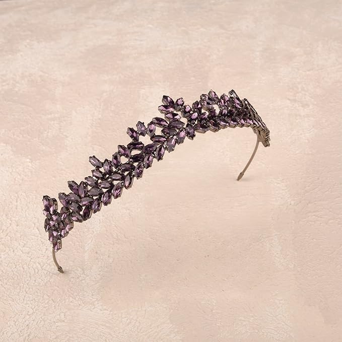 Women's Tiara, Crown for Henna Wedding Party | Glitter Hair Accessories for Bridal Birthday Pageant Prom Halloween Costume Christmas, Halloween Princess Crowns | Dream Design - Purple