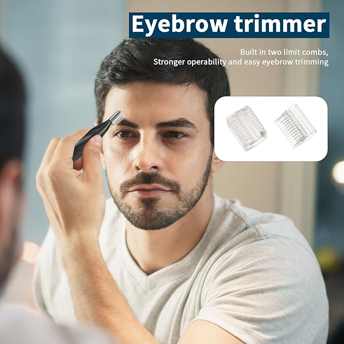 Ear and Nose Hair Trimmer for Men, 2025 Professional Painless USB Rechargeable Eyebrow & Facial Hair Trimmer for Men Women, Powerful Motor, Dual Edge Blades, IPX7 Waterproof for Easy to Clean