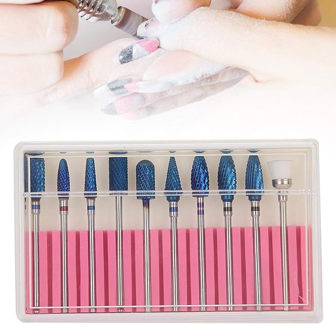 Nail Drill Bits Set,Electrical Professional Nail File Kit,Carbide Nail Drill Bits Set, Cuticle Drill Bit,Nail File Drill Bit for Manicure Pedicure Cuticle Gel Nail Polishing,10Pcs Nail Grinding Head