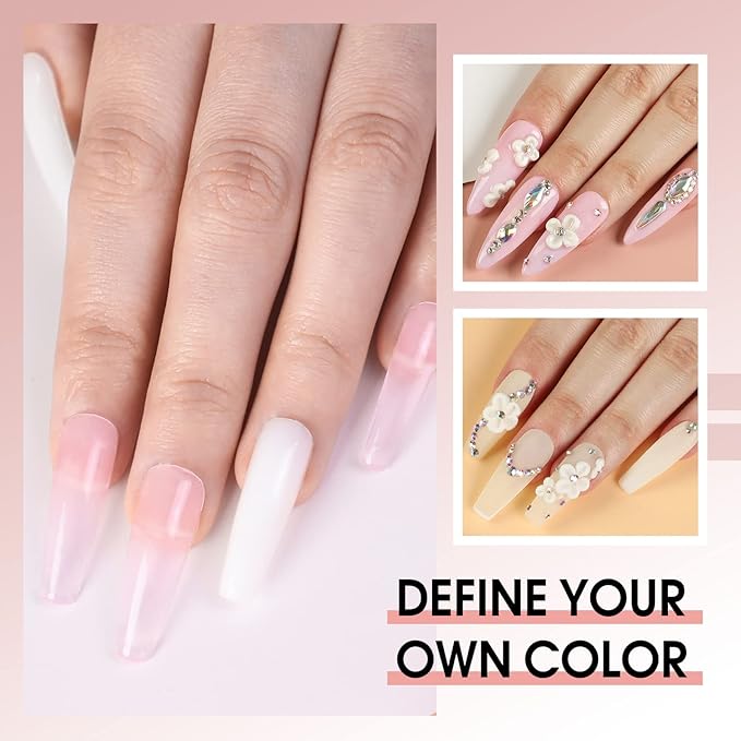 Acrylic Nail Kit for Beginner Professional Nail Kit Acrylic Set with Nail Lamp 12Pcs Glitter Powder Nail Art Rhinestones Base Top Coat 100PCs Nail Tip Nail Tools DIY Home Salon