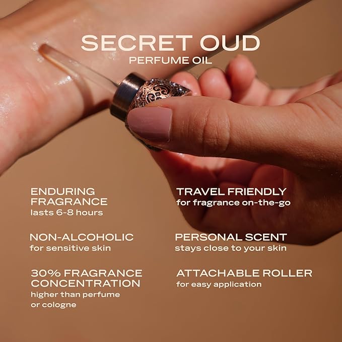Swiss Arabian Secret Oud - Luxury Products From Dubai - Long Lasting And Addictive Personal Perfume Oil Fragrance - Seductive Signature Aroma - 0.4 Oz