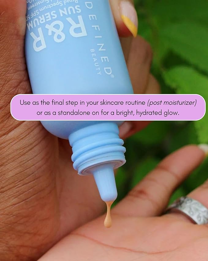 Undefined Beauty R&R Sun Serum SPF 50 – Tinted Mineral Sunscreen with Niacinamide, Broad Spectrum Protection & Blue Light Defense (Light Tint/Neutral Undertone)