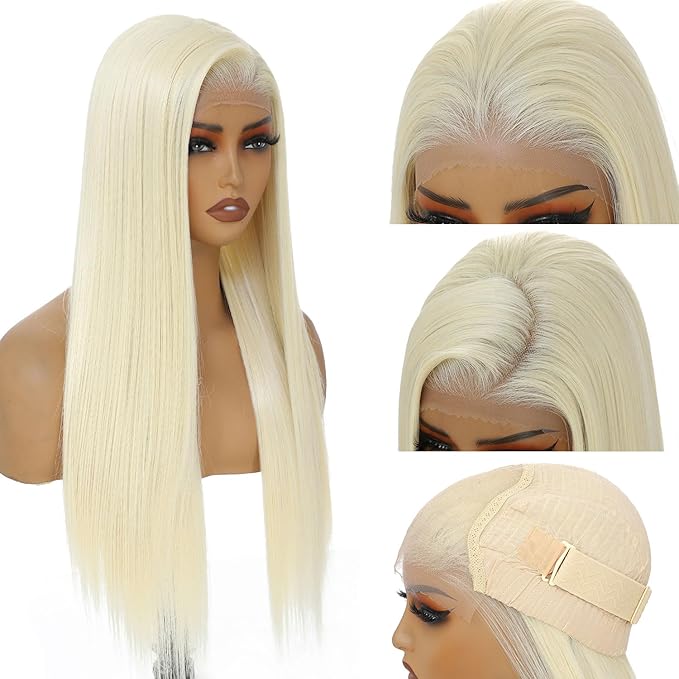 Blonde Wig 7x5 Glueless Lace Front Wig for Women Synthetic Lace Pre Plucked HD Lace Straight Wig Wear And Go Glueless Wig 613 Blonde Wig 26inch