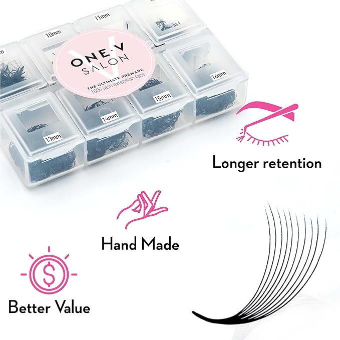 1000 Loose Premade Fans Eyelash Extensions, D Curl Volume Lashes,14D 20D 10D-0.07 Thickness, 9-16mm Fluffy Handmade Fan Mixed Tray