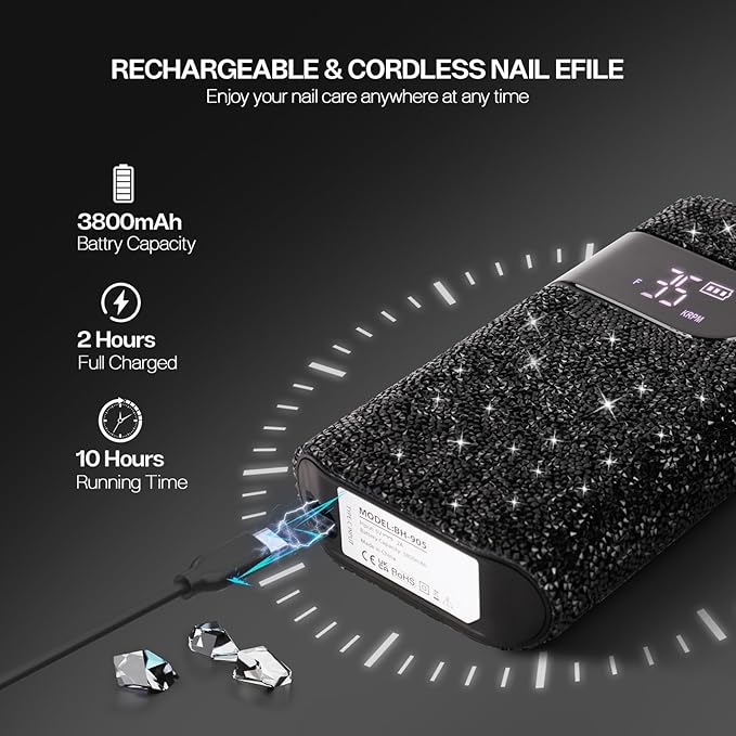 Lavinda Professional Nail Drill Machine, Electric Nail Drill Kit for Acrylic Gel Nails & UV Nail Lamp 54W Rechargeable Nail Dryer