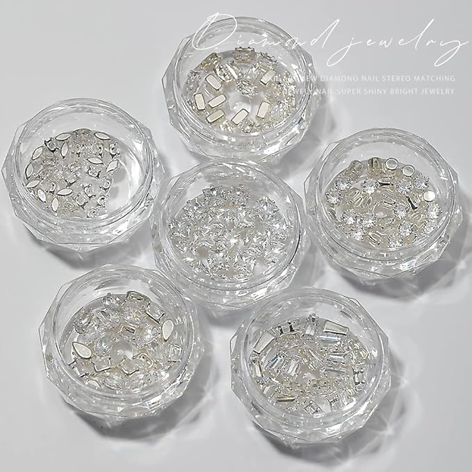 Silver Nail Charms Nail Art Zircon Metal Gem Sparkle Crystal Jewelry Diamonds for Nail Art Decorative Horse Eyes Water Drop Accessories Mini Flatback Nail Rhinestones Accessories