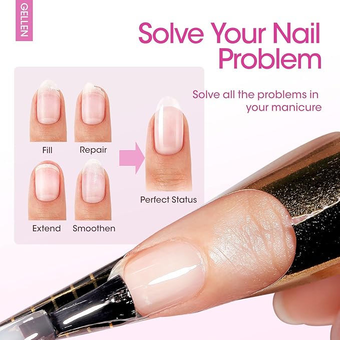 Gellen Builder Nail Gel with Gel Top Coat Base Coat 6 Colors Cat Eye Gel Nail Polish Set