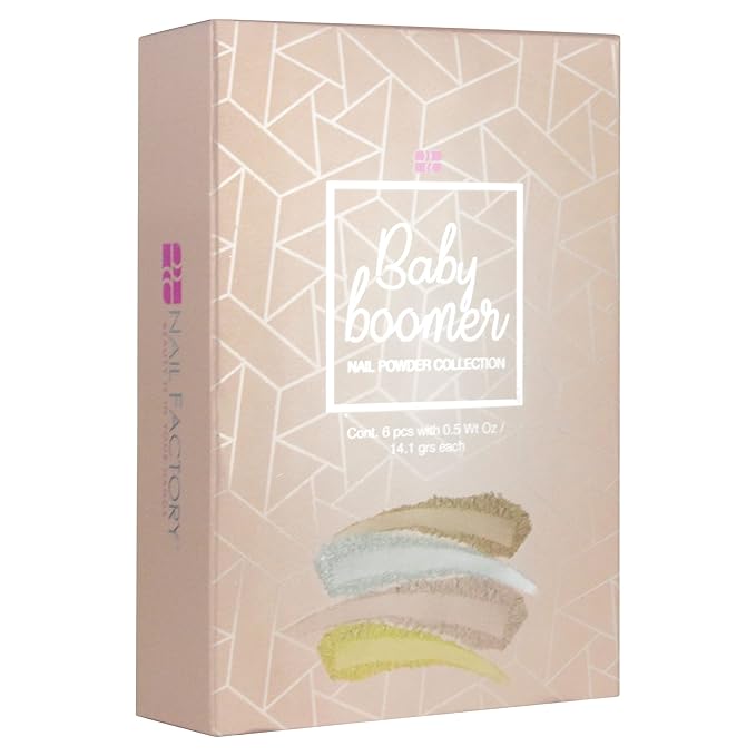 NAIL FACTORY - Acrylic Powder Set BABY BOOMER COLLECTION, 6 Nude Cover Colors Acrylic Nail Powder Pure Color and Glitter Professional Polymer Colored Acrylic Nail Powder for Acrylic Nail Extension Carving, 1/2 Oz Each One.