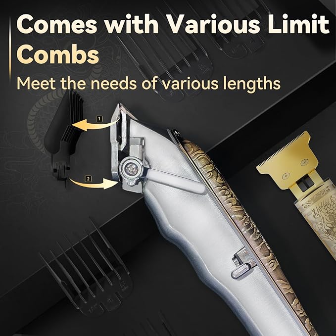 Professional Hair Clippers and Trimmers Set for Men, Cordless Rechargeable Electric Hair Clippers for Hair Cutting, Haircut Clipper for Barber, Men's Gifts for Husband, Barbers, Father