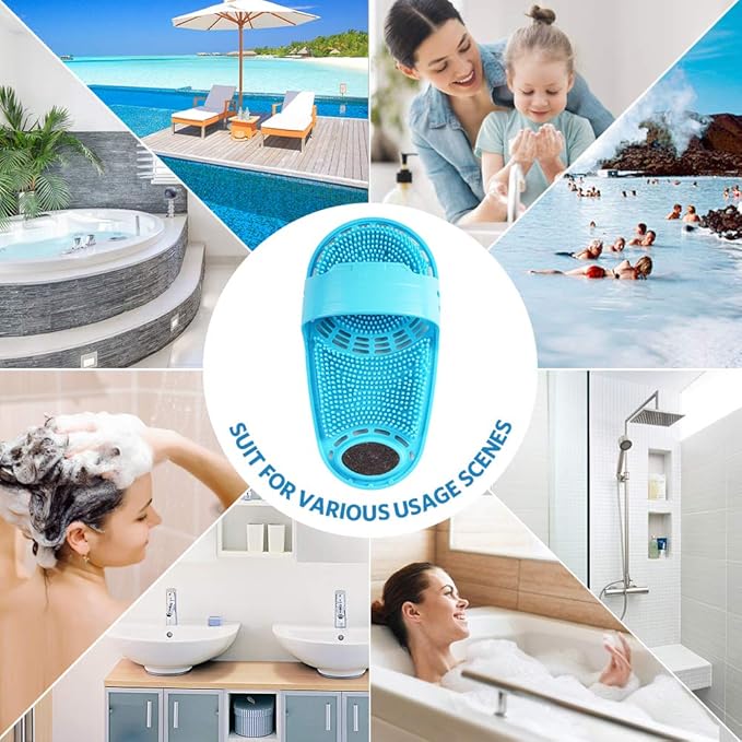 Silicone Shower Foot Scrubber Personal Foot Massage and Cleaning, Non-Slip Foot Scrubber for Men and Women (1PCS Blue)