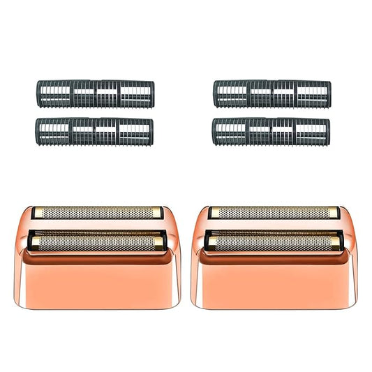 2 Pack Shaver Replacement Foil and Cutters Compatible with BaBylissPRO Double FXFS2 Metal Shaver foil Replacement,Rose Gold