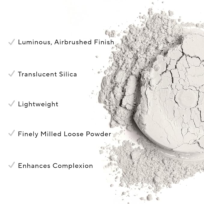 Mirabella Perfecting Loose Powder, HD Matte Finish Translucent Setting Powder with Light-Diffusing Silica, Antioxidant-Infused Face Powder with Peptides, Offers Age-Defying Benefits with Oil Control