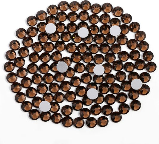 Beadsland 1440pcs Flat Back Crystal Rhinestones Round Gems for Nail Art and Craft Glue Fix, Smoked Topaz, SS20, 4.6-4.8mm