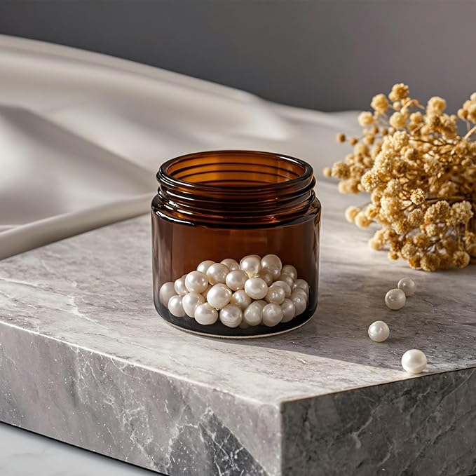 2 oz Amber Glass Jars with Lids,24 Pack 2oz Small Glass Jars with Inner Liners,2 Ounce Travel Jar for Cosmetics Container,Cream Lotion,Body Scrub