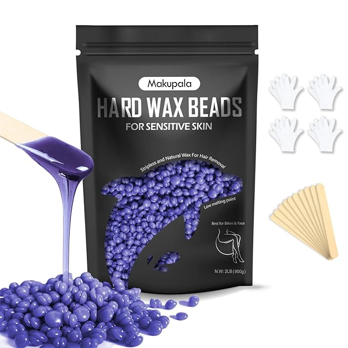 2lb Unscented Hard Wax Beads for Hair Removal, Wax Beans for Full Body, Brazilian, Bikini Waxing, Underarms, Arms, Chest, Back, Legs,Gentle Wax at Home Wax Refill for Women Men (Lavender purple-2lb)