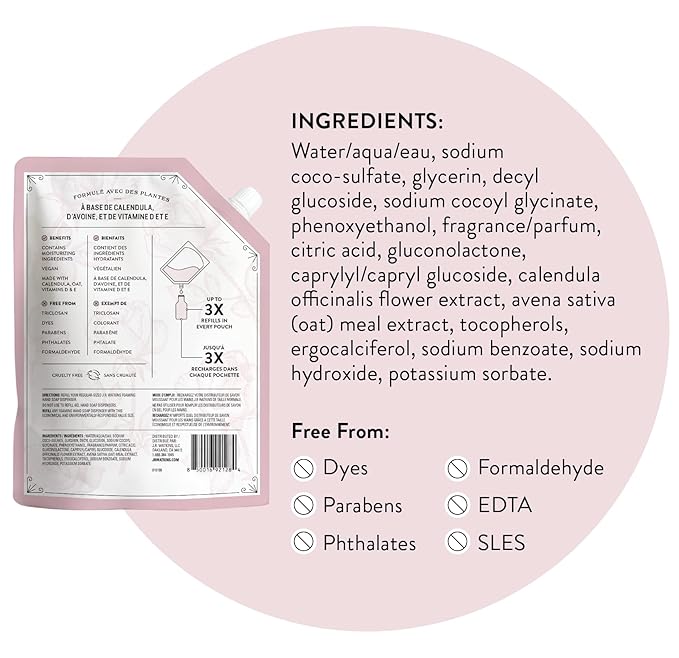 J.R. Watkins Foaming Hand Soap Refills, All Natural, Alcohol-Free Hand Wash, Cruelty-Free, Moisturizing Soap Refill for Bathroom or Kitchen, Rosewater, 28 fl oz Foam Refill, 3 Pack