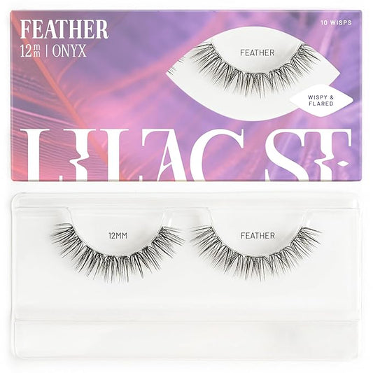 Lilac St - Feather Natural Faux Eyelash Clusters (12mm) - Dynamic & Fluttery Volume - DIY Lash Extension Wisps - Lightweight & Lifelike - Lasts 10 Days - Women Founded, Cruelty Free, Vegan - 10 Lashes