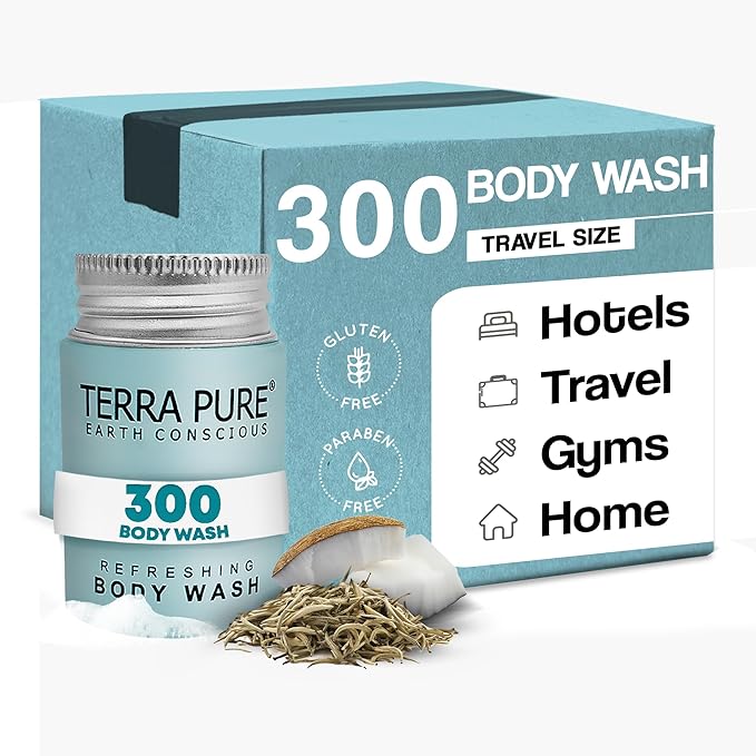 Terra Pure White Tea & Coconut Body Wash, Travel Size Hotel Amenities, 1 oz. (Case of 300)
