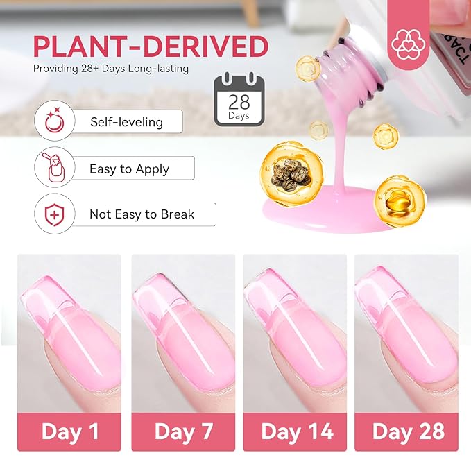 Saviland Builder Nail Gel Set - Clear Nude Nail Strengthen Gel with Pink 15ml Builder Nail Gel In A Bottle