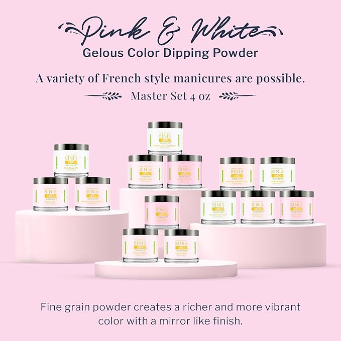 SNS Nails Dip Powder Kit, Set - Pink & White Master 14-Piece Set - Long-Lasting Acrylic Nail Color & Polish Lasts up to 14 days - Low Odor & No UV Lamp Needed - 4 Oz