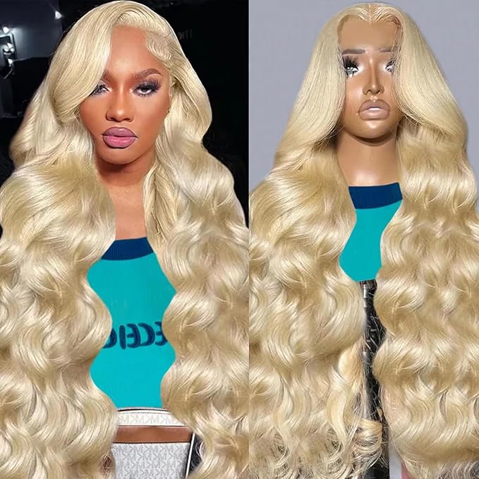 AIRDOT 613 Lace Front Wig Human Hair 180 Density Blonde Wig Human Hair 13x4 HD Lace Frontal Wigs Human Hair 24 Inch Body Wave Lace Front Wigs Human Hair Pre Plucked with Baby Hair Blonde Wig