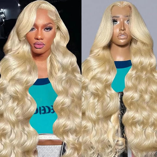 AIRDOT 613 Lace Front Wig Human Hair 180 Density Blonde Wig Human Hair 13x4 HD Lace Frontal Wigs Human Hair 24 Inch Body Wave Lace Front Wigs Human Hair Pre Plucked with Baby Hair Blonde Wig