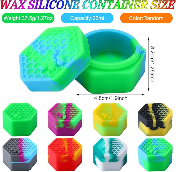 Outus 20 Pcs 26 ml Silicone Wax Containers Non-stick Silicone Wax Containers Multi Use Storage Jars Oil Concentrate Bottles for Home Kitchen Travel, Assorted Colors