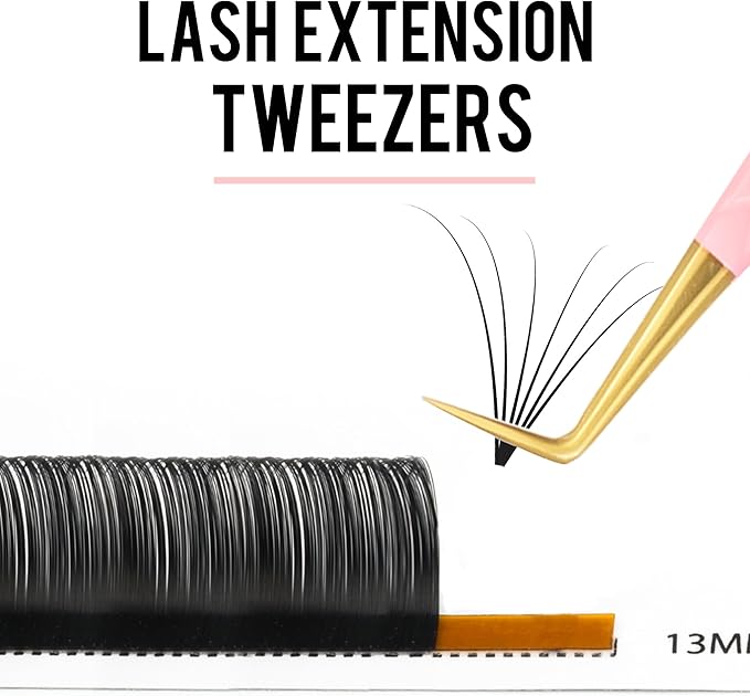 Fiber Tip Lash Tweezers For Eyelash Extension 4 Pcs Tweezers Professional Artist Tech Work Kit Tools,Best Volume Eyelash Lashes Extensions Precision Supplies Volume Boot 90 45 Degree(Pink)