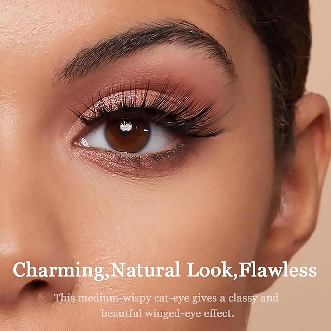 3D Magnetic Eyelashes Natural Look- Mix 10 Pairs Magnetic Lashes with Eyeliner,Upgraded Long Lasting,Reusable 5 Magnet False Eyelashes with Applicator Tool Easy to Apply.Cruelty-Free