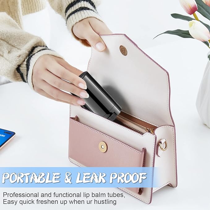 50 Pack 0.5 oz/15ml Black Sample Deodorant Container,Empty Oval Twist-Up Plastic Tubes Containers for Chapstick,Large Lip Balm,Lotion Bar Sticks,Perfume Solid Lotion,Homemade Salve,Pocket Deodarant