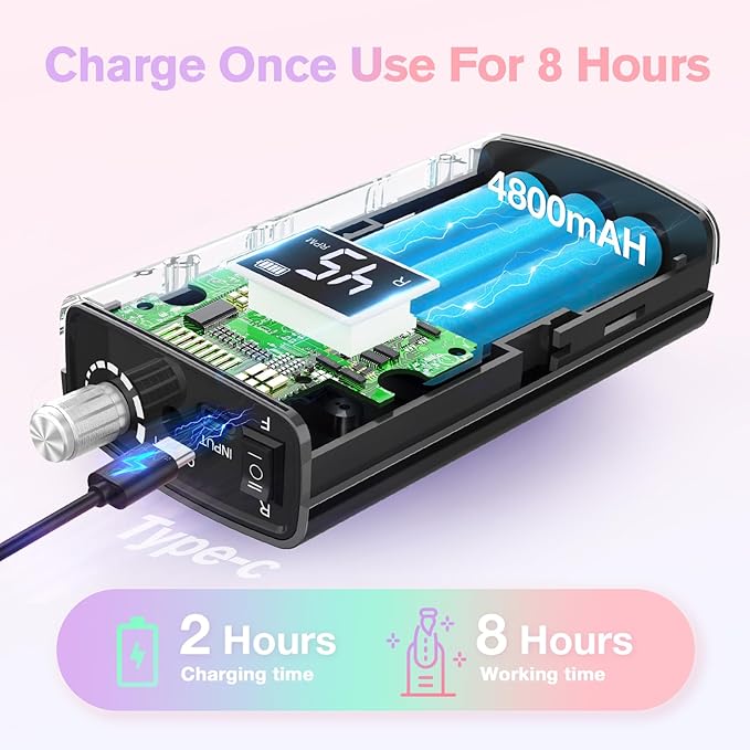 Beloving Portable Nail Drill Professional, 45000RPM Rechargeable Nail Drill Electric File Machine for Acrylic Gel Polish Remover, Cordless Nail Kit for Manicure Pedicure with 11 Bits for Salon Home