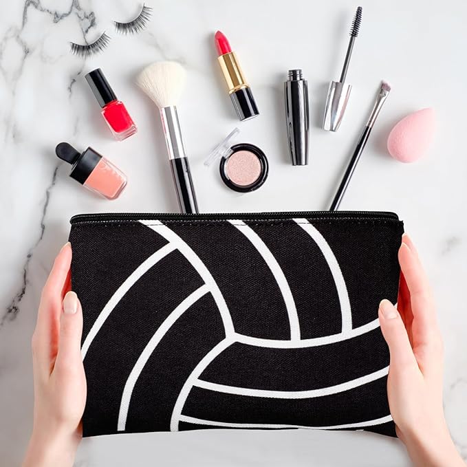 Eccliy 20 Pcs Volleyball Makeup Bags Bulk Sport Team Gifts Volleyball Cosmetic Bag Accessories for Women Toiletry Zipper Pouch Travel Canvas Gifts Stuff for Party Team Players Lover