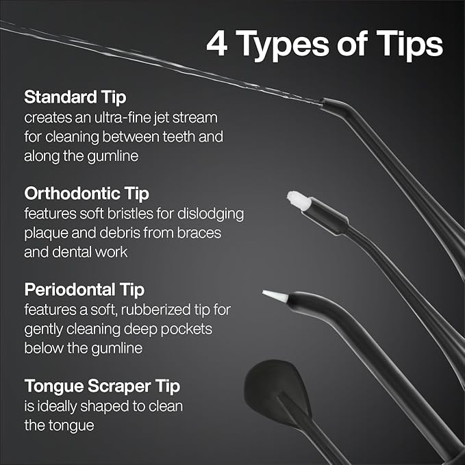 AquaSonic Aqua Flosser - Cordless Rechargeable Water Flosser for Teeth - Waterproof, Portable Oral Irrigator for Dental Cleaning with 5 Jet Tips – Braces Home Travel