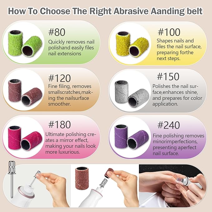 Cordless Electric Nail File Set, 10 Speeds Professional Manicure Pedicure Kit with LED Light & LCD Screen, Portable Nail Drill for Natural & Acrylic Nails, Human & Pet Thick Toenails (White)