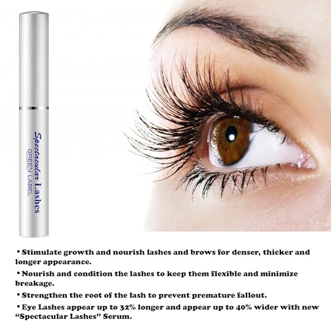 Eyelashes & Eyebrows Growth Products. Eyelash Growth Serum & Eyebrow Enhancer: “Spectacular Lashes”. Green Label Cosmetics