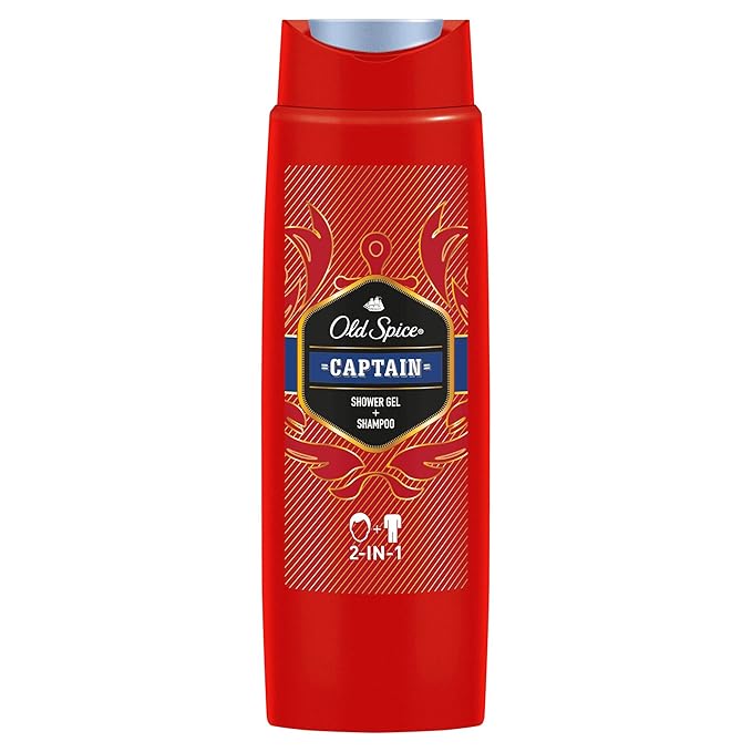 Old Spice Captain Shower Gel and Shampoo for Men (6 x 250 ml), 2-in-1 Shower Gel + Shampoo, with Male Long-Lasting Fragrance, Pack of 6 (1 Pack)