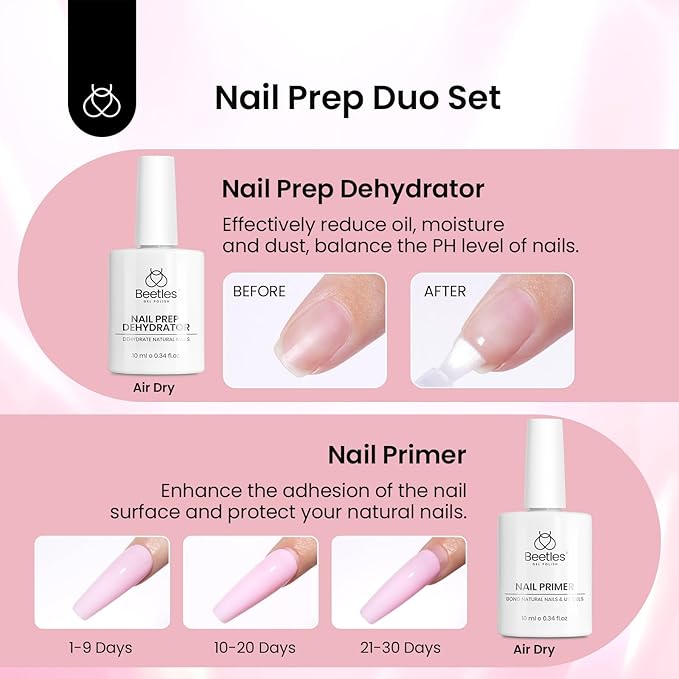 Beetles Gel Nail Kit Long Coffin with Nail Dehydrator and Primer, 576Pcs Half Matte Etch-X Gel Nail Tips Solid Nail Glue Mini Nail Lamp Acrylic Nail Tips Easy DIY Nail Extension Set Gift for Women