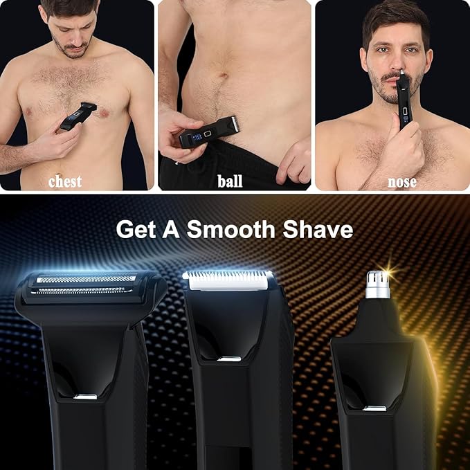 Manscape Body and Ball Trimmer for Men, 3-in-1 Pubic Groin & Nose Hair Trimmer, Ball Shaver & Body Groomer, Wet/Dry Electric Razors for Smooth Shaving, IPX7 Waterproof with Travel Case