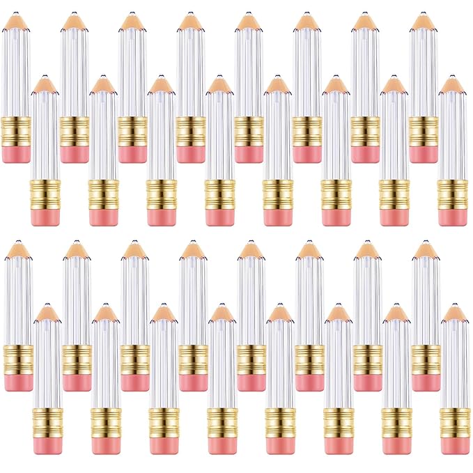 Blulu 48 Pcs 5 ml Pencil Lip Gloss Tube Empty, Gift for Graduation Teacher Appreciation, Pencil Lip Gloss Container Clear Refillable Tube for Women DIY Cosmetics