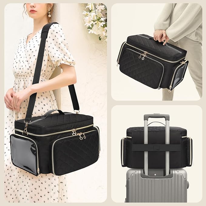 Nail Polish Organizer, Nail Polish Storage Holds 50-70 Bottles & Nail Lamp, Portable Travel Nail Kit Storage Carrying Case Fits Nail Suppiles, Gift for Manicurist, Grils (Black)