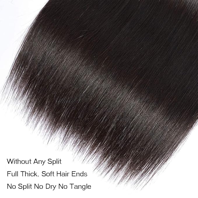 Human Hair Bundles Human Hair 16 16 18 18 Inch Human Hair Bundles 10A Grade 100% Unprocessed Virgin Straight Brazilian Hair Bundles 4 Bundles Human Hair Extensions for Black Women Natural Color