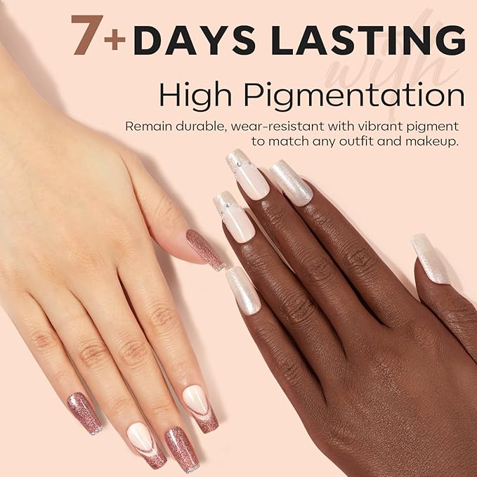 modelones Nail Polish Set 6 Colors, Milky White Brown Metallic Nude Bronze Quick Dry Mini Nail Lacquer Kit Shimmer Burnt Orange Copper Nail Art DIY Home Salon Manicure Gift for Women Girls